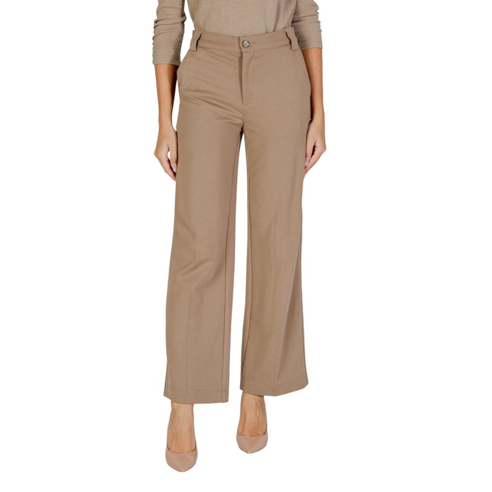 Street One Beige Viscose Casual Pants - ClickThatClicks 