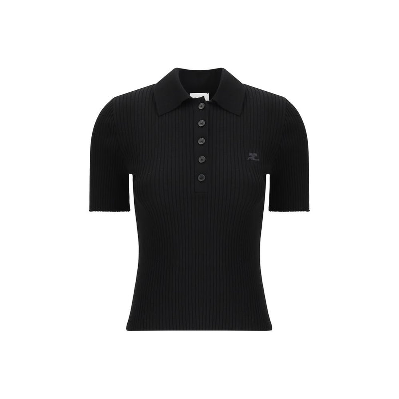 Courrèges Black Viscose Polo Shirt