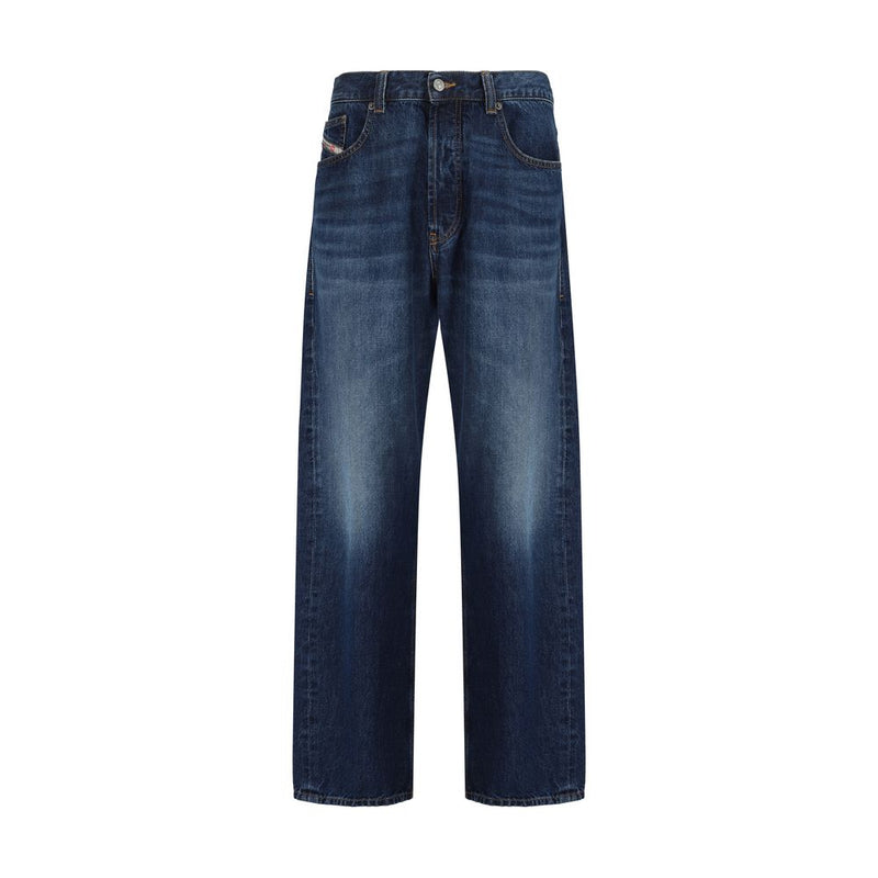 Diesel Blue Cotton Relaxed Fit Jeans