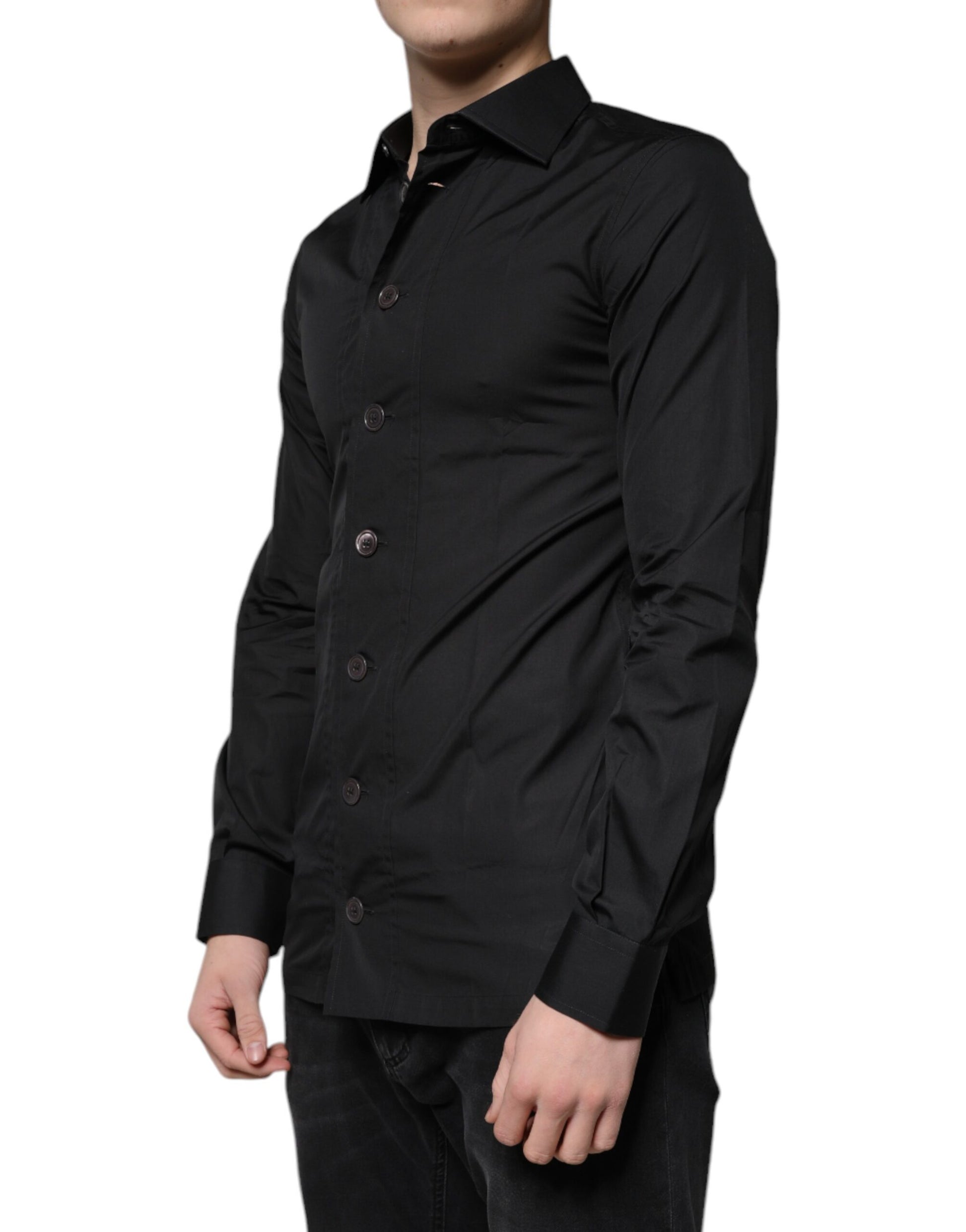 Dolce & Gabbana Black Cotton Formal Long Sleeves Dress Shirt - ClickThatClicks 