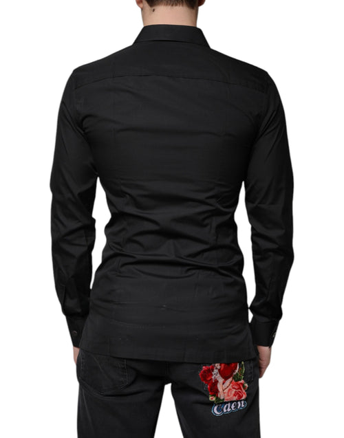 Dolce & Gabbana Black Cotton Formal Long Sleeves Dress Shirt - ClickThatClicks 