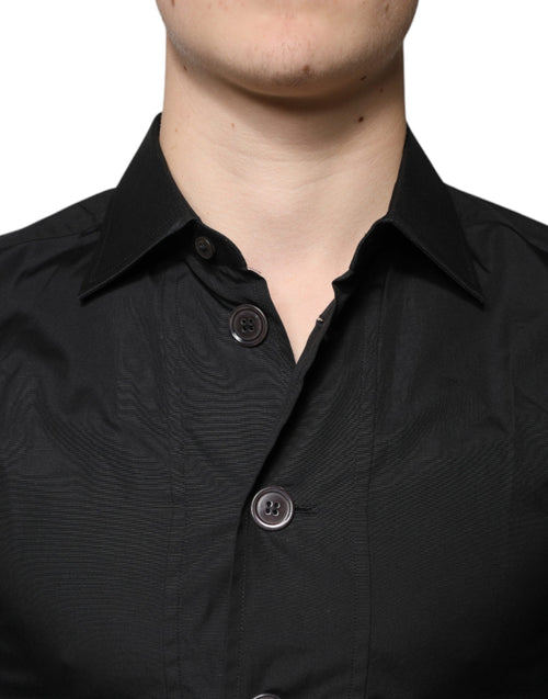 Dolce & Gabbana Black Cotton Formal Long Sleeves Dress Shirt - ClickThatClicks 
