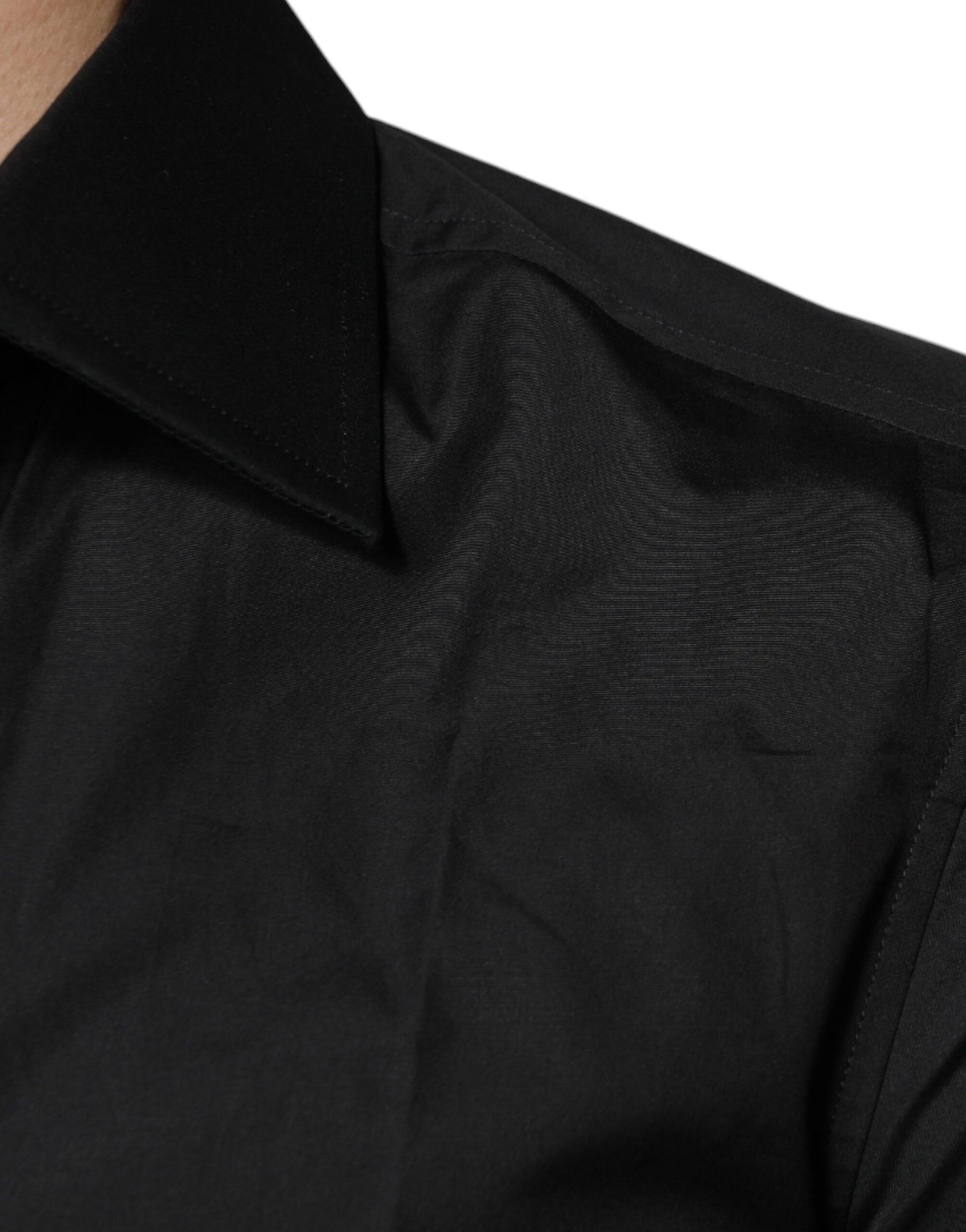Dolce & Gabbana Black Cotton Formal Long Sleeves Dress Shirt - ClickThatClicks 
