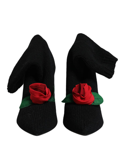 Dolce & Gabbana Black Stiletto Heels Mid Calf Boots Shoes - ClickThatClicks 