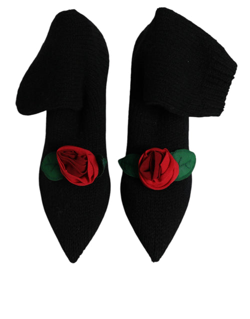 Dolce & Gabbana Black Stiletto Heels Mid Calf Boots Shoes - ClickThatClicks 