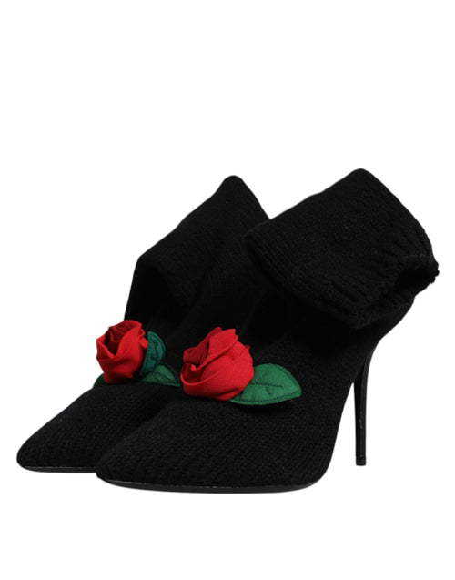 Dolce & Gabbana Black Stiletto Heels Mid Calf Boots Shoes - ClickThatClicks 