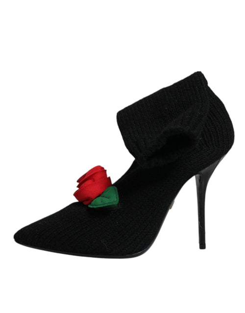 Dolce & Gabbana Black Stiletto Heels Mid Calf Boots Shoes - ClickThatClicks 