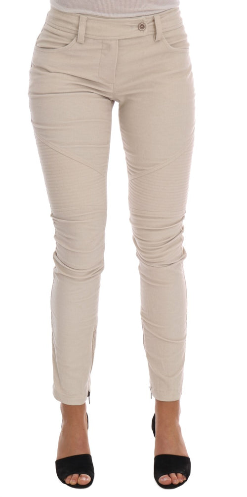 Ermanno Scervino Beige Slim Jeans Corduroy Skinny Pants - ClickThatClicks 