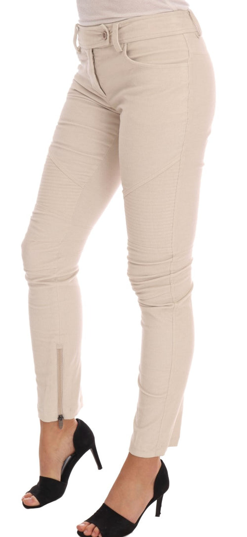 Ermanno Scervino Beige Slim Jeans Corduroy Skinny Pants - ClickThatClicks 