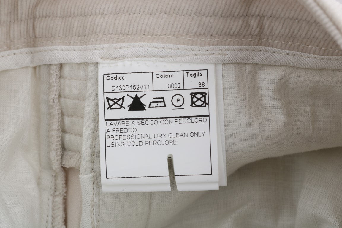 Ermanno Scervino Beige Slim Jeans Corduroy Skinny Pants - ClickThatClicks 