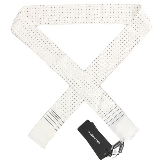 Dolce & Gabbana White Polka Dotted Silk Skinny Scarf - ClickThatClicks 