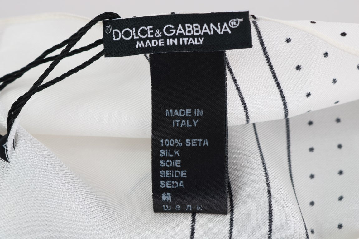 Dolce & Gabbana White Polka Dotted Silk Skinny Scarf - ClickThatClicks 