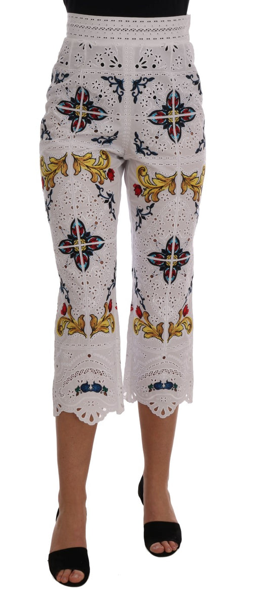 Dolce & Gabbana Mulicolor Majolica Cutout Capri Pants - ClickThatClicks 