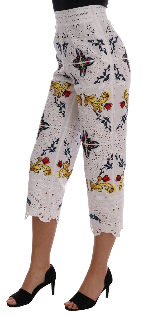 Dolce & Gabbana Mulicolor Majolica Cutout Capri Pants - ClickThatClicks 