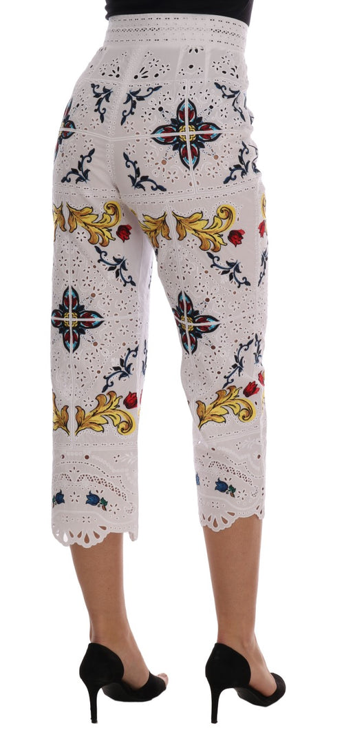 Dolce & Gabbana Mulicolor Majolica Cutout Capri Pants - ClickThatClicks 