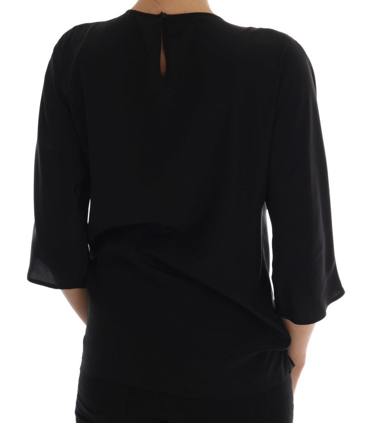 Dolce & Gabbana Black Silk Fairy Tale Top Crystal Blouse - ClickThatClicks 