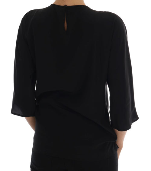 Dolce & Gabbana Black Silk Fairy Tale Top Crystal Blouse - ClickThatClicks 