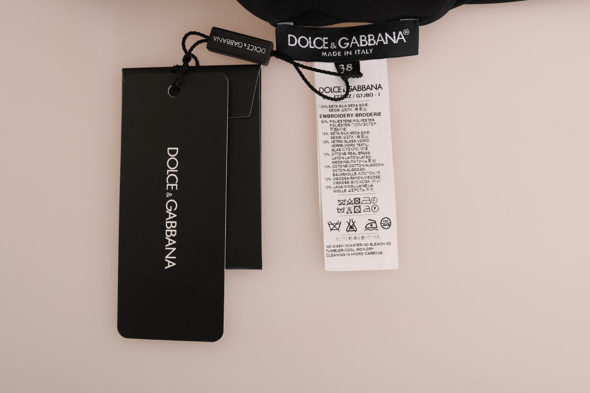 Dolce & Gabbana Black Silk Fairy Tale Top Crystal Blouse - ClickThatClicks 
