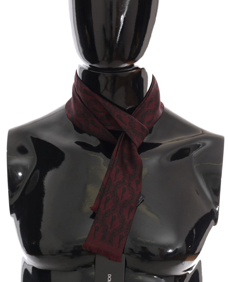 Dolce & Gabbana Bordeaux Silk Crown Chili Scarf - ClickThatClicks 