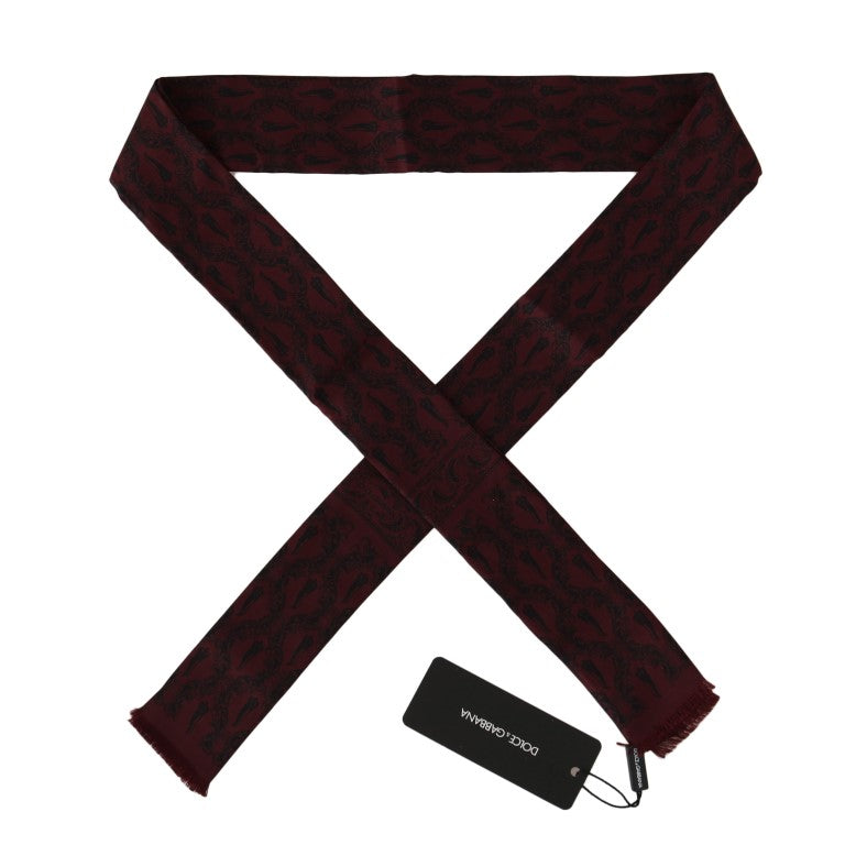 Dolce & Gabbana Bordeaux Silk Crown Chili Scarf - ClickThatClicks 