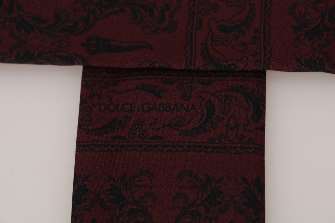 Dolce & Gabbana Bordeaux Silk Crown Chili Scarf - ClickThatClicks 