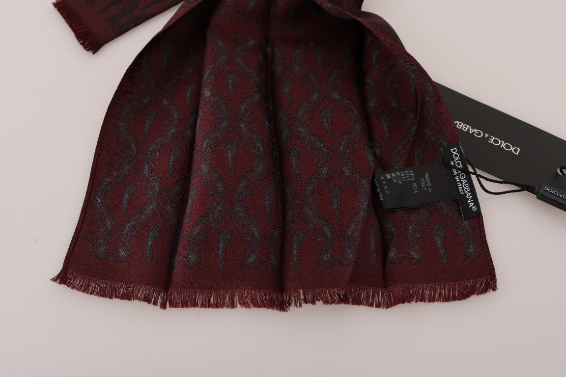 Dolce & Gabbana Bordeaux Silk Crown Chili Scarf - ClickThatClicks 