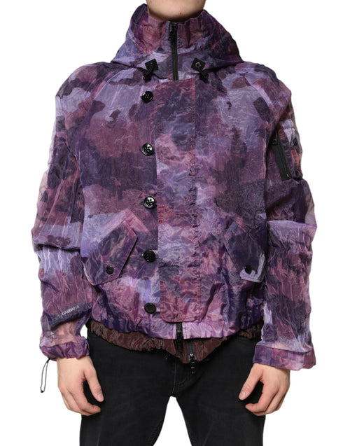 Dolce & Gabbana Purple Camouflage Hooded Men Blouson Jacket - ClickThatClicks 