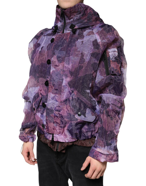 Dolce & Gabbana Purple Camouflage Hooded Men Blouson Jacket - ClickThatClicks 
