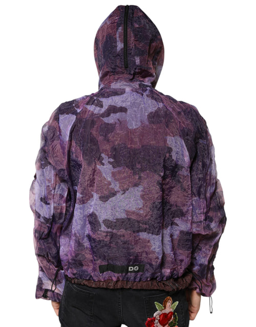 Dolce & Gabbana Purple Camouflage Hooded Men Blouson Jacket - ClickThatClicks 