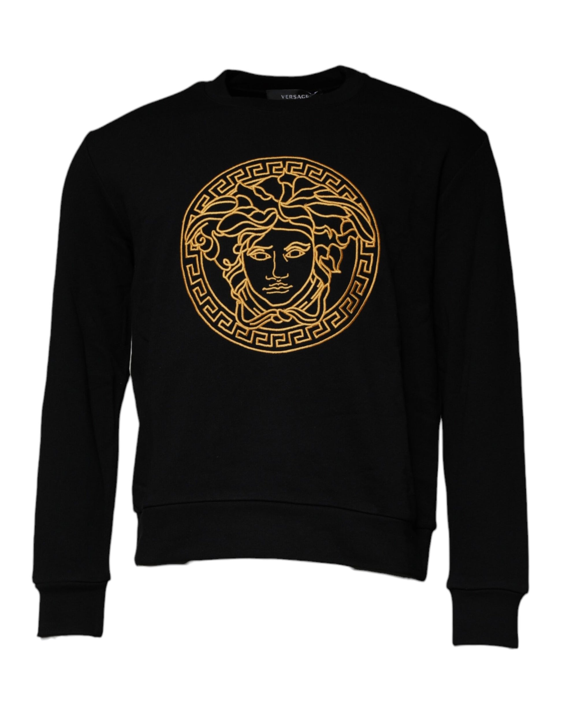 Versace Black Medusa Embroidery Crew Neck Pullover Sweater - ClickThatClicks 