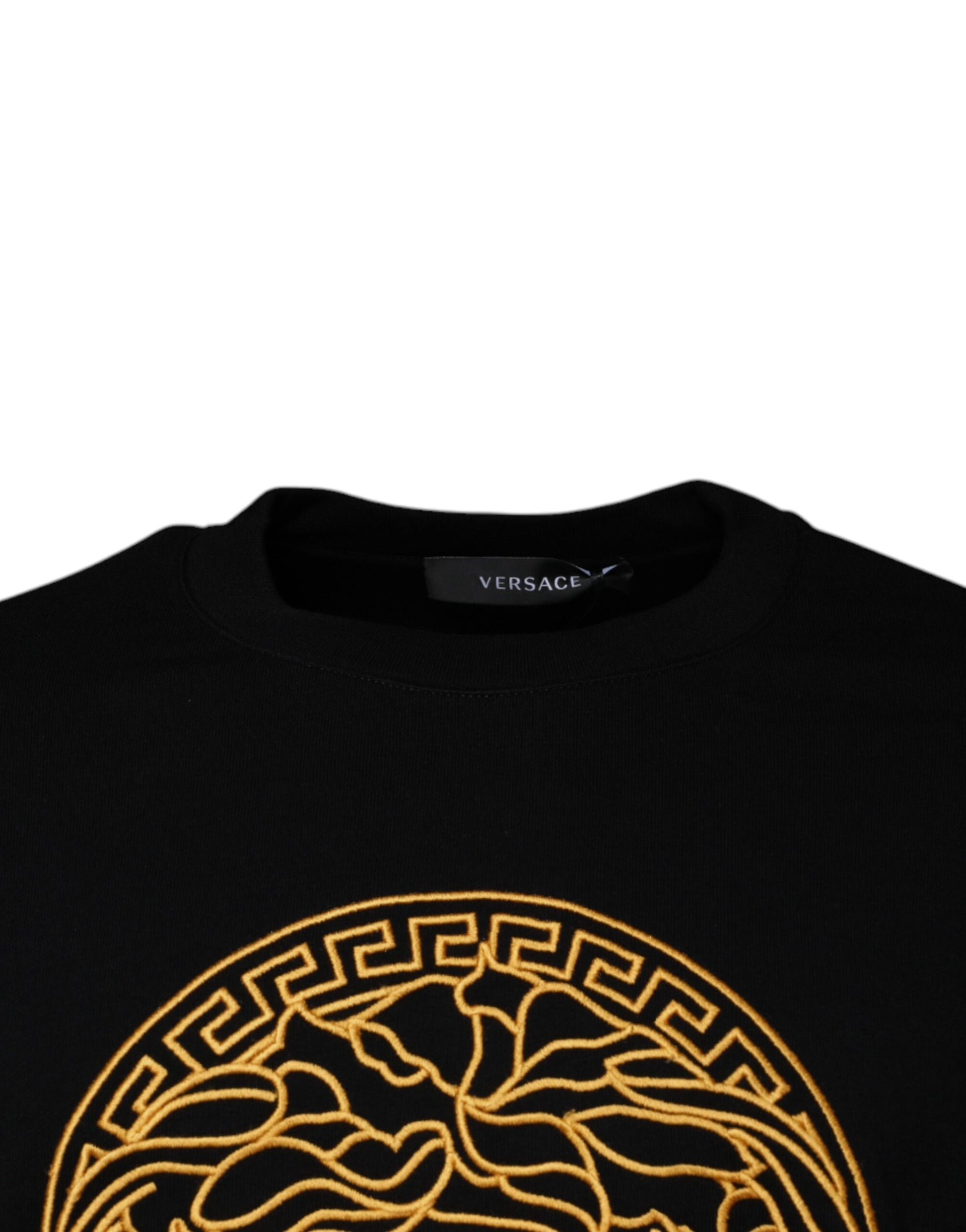 Versace Black Medusa Embroidery Crew Neck Pullover Sweater - ClickThatClicks 