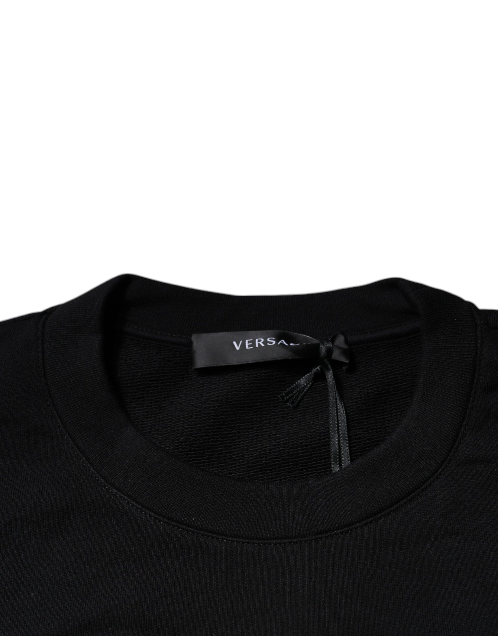 Versace Black Medusa Embroidery Crew Neck Pullover Sweater - ClickThatClicks 