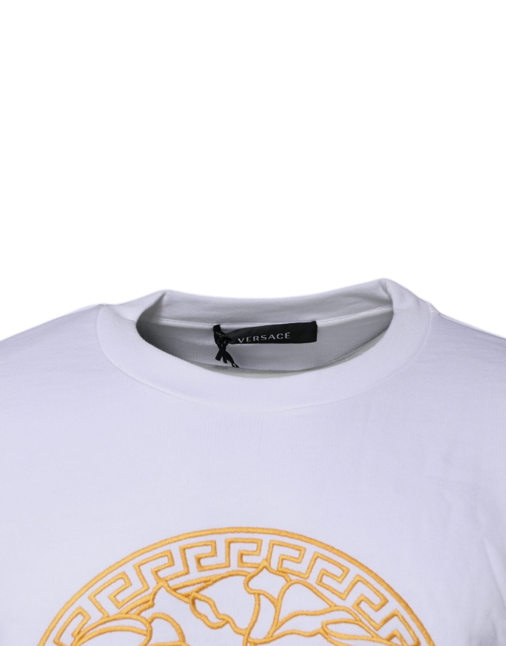 Versace White Medusa Embroidery Crew Neck Pullover Sweater - ClickThatClicks 