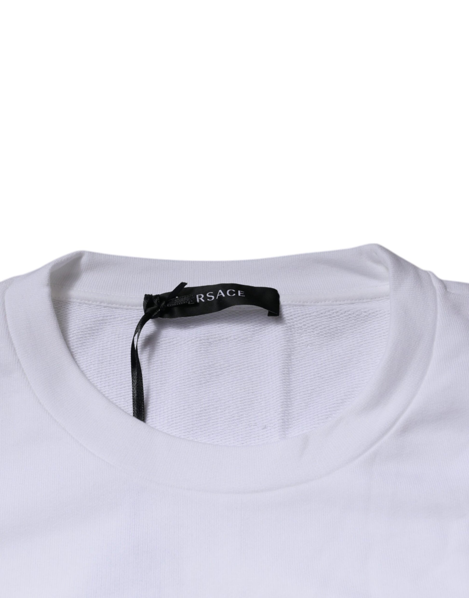 Versace White Medusa Embroidery Crew Neck Pullover Sweater - ClickThatClicks 
