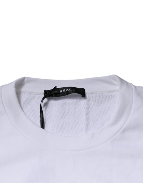 Versace White Medusa Embroidery Crew Neck Pullover Sweater - ClickThatClicks 