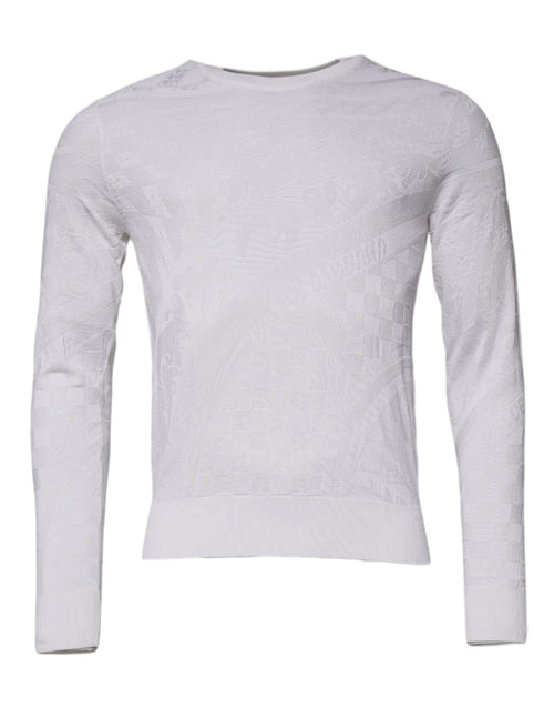 Dolce & Gabbana White Silk Crew Neck Men Pullover Sweater - ClickThatClicks 