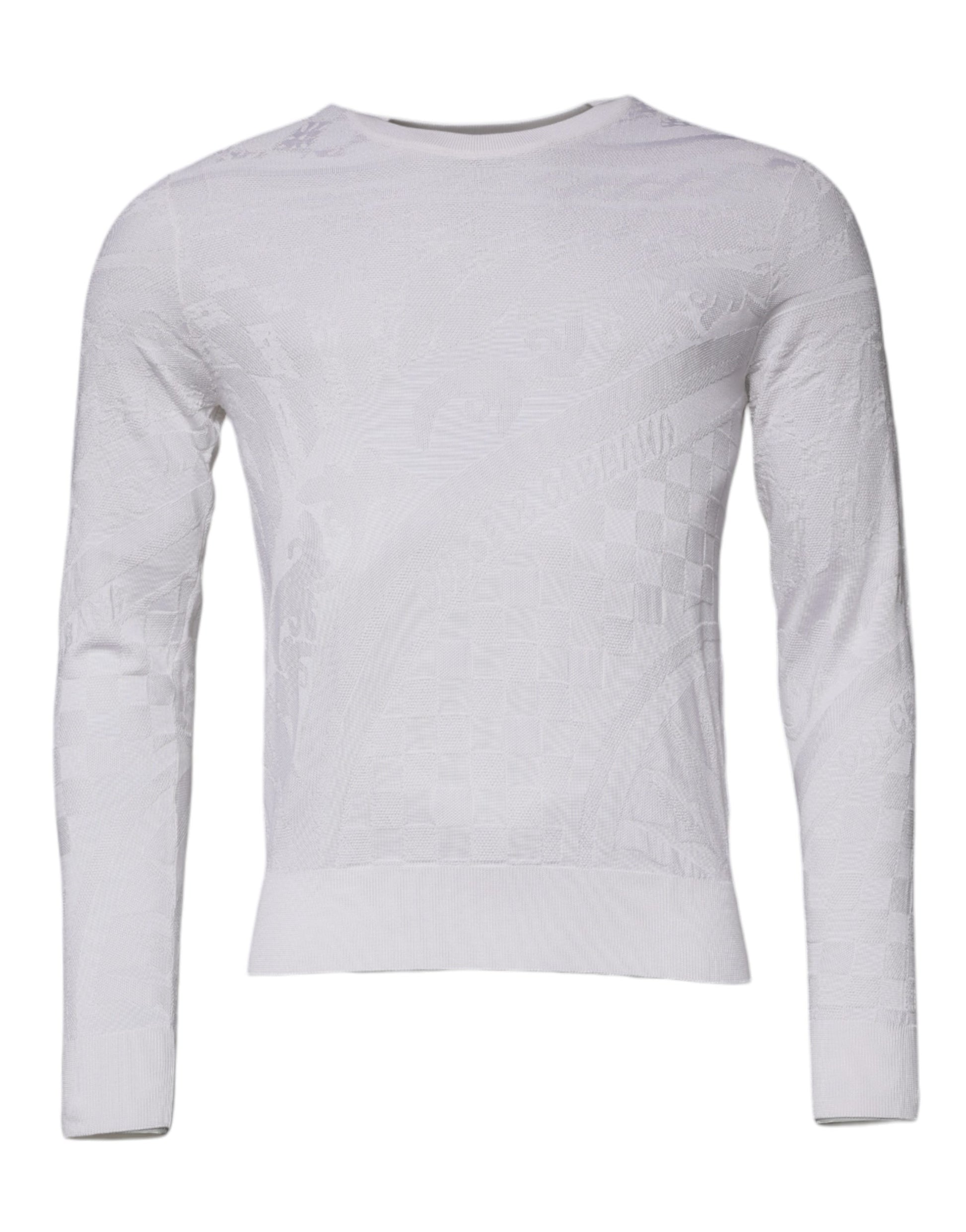 Dolce & Gabbana White Silk Crew Neck Men Pullover Sweater - ClickThatClicks 