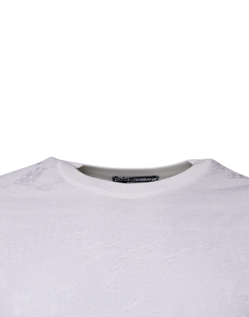 Dolce & Gabbana White Silk Crew Neck Men Pullover Sweater - ClickThatClicks 