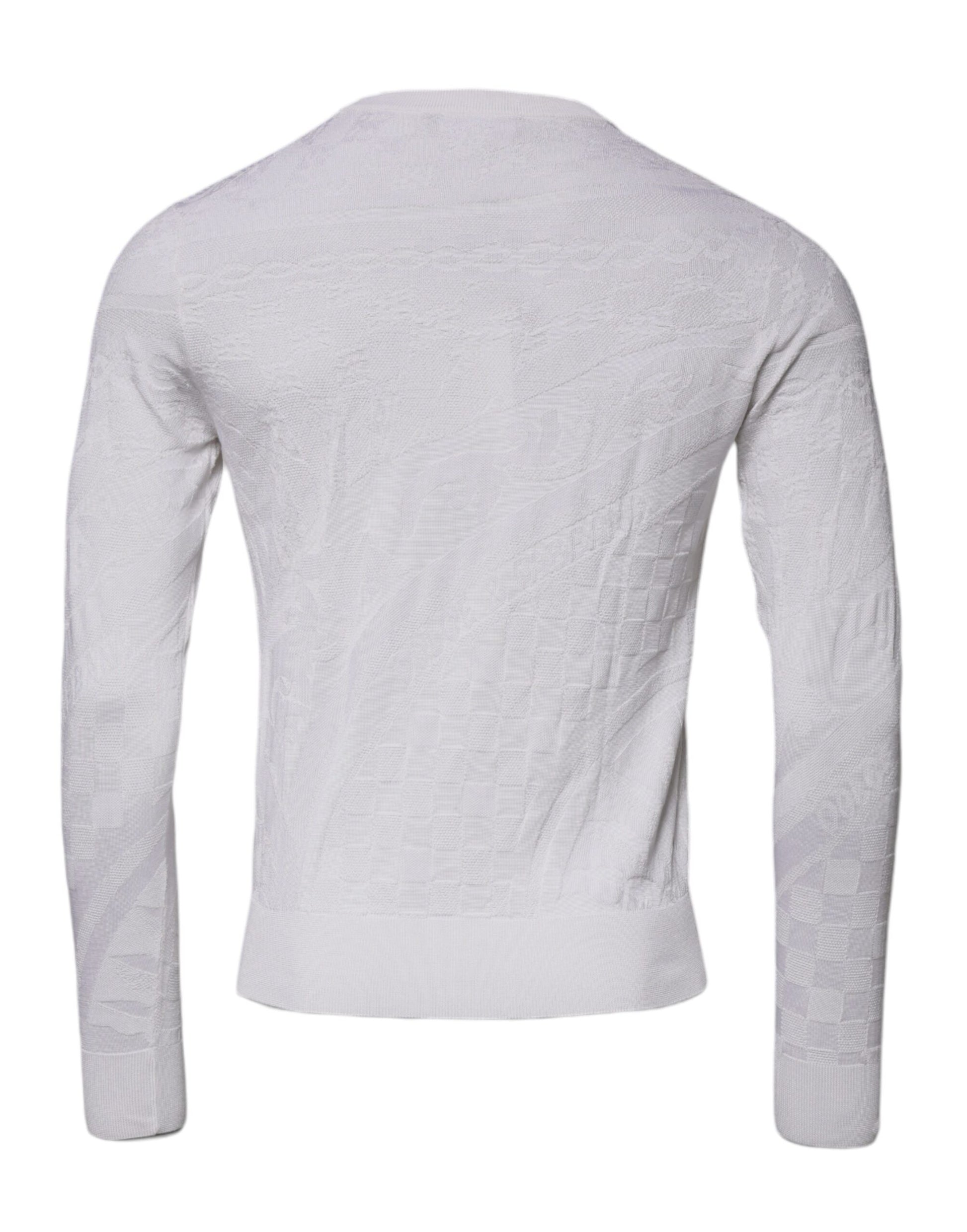 Dolce & Gabbana White Silk Crew Neck Men Pullover Sweater - ClickThatClicks 