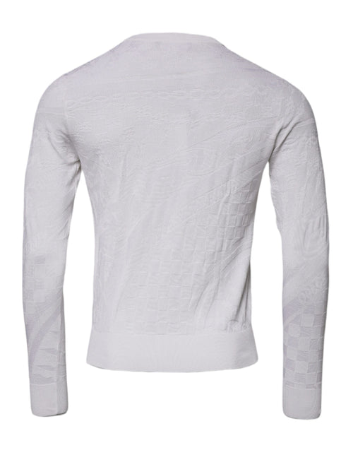 Dolce & Gabbana White Silk Crew Neck Men Pullover Sweater - ClickThatClicks 