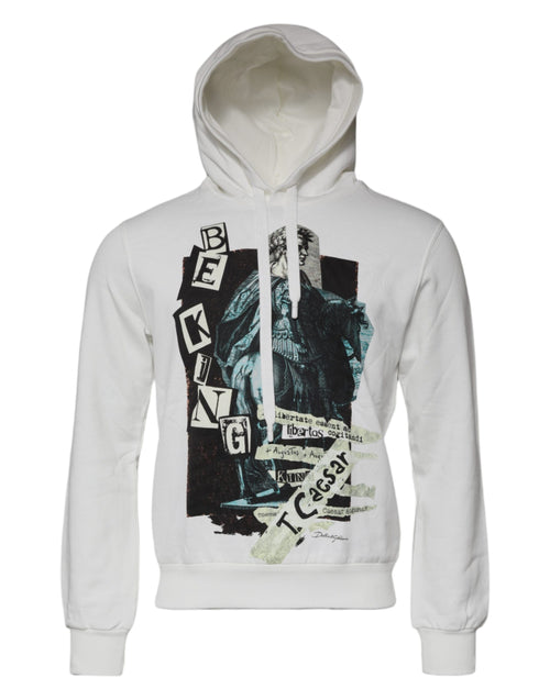 Dolce & Gabbana White Caesar Cotton Hooded Pullover Sweater - ClickThatClicks 