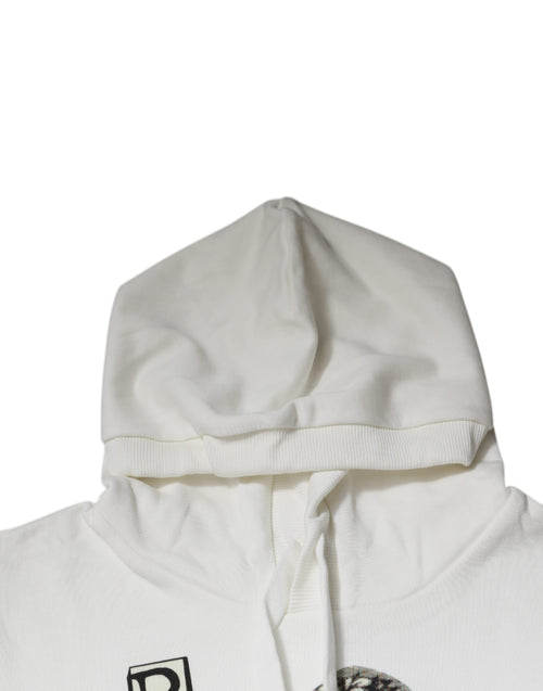 Dolce & Gabbana White Caesar Cotton Hooded Pullover Sweater - ClickThatClicks 