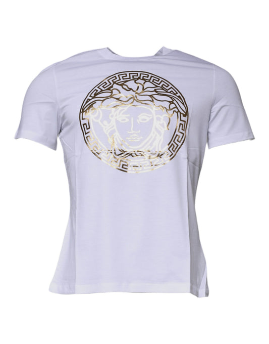 Versace White Medusa Print Cotton Crew Neck T-shirt - ClickThatClicks 