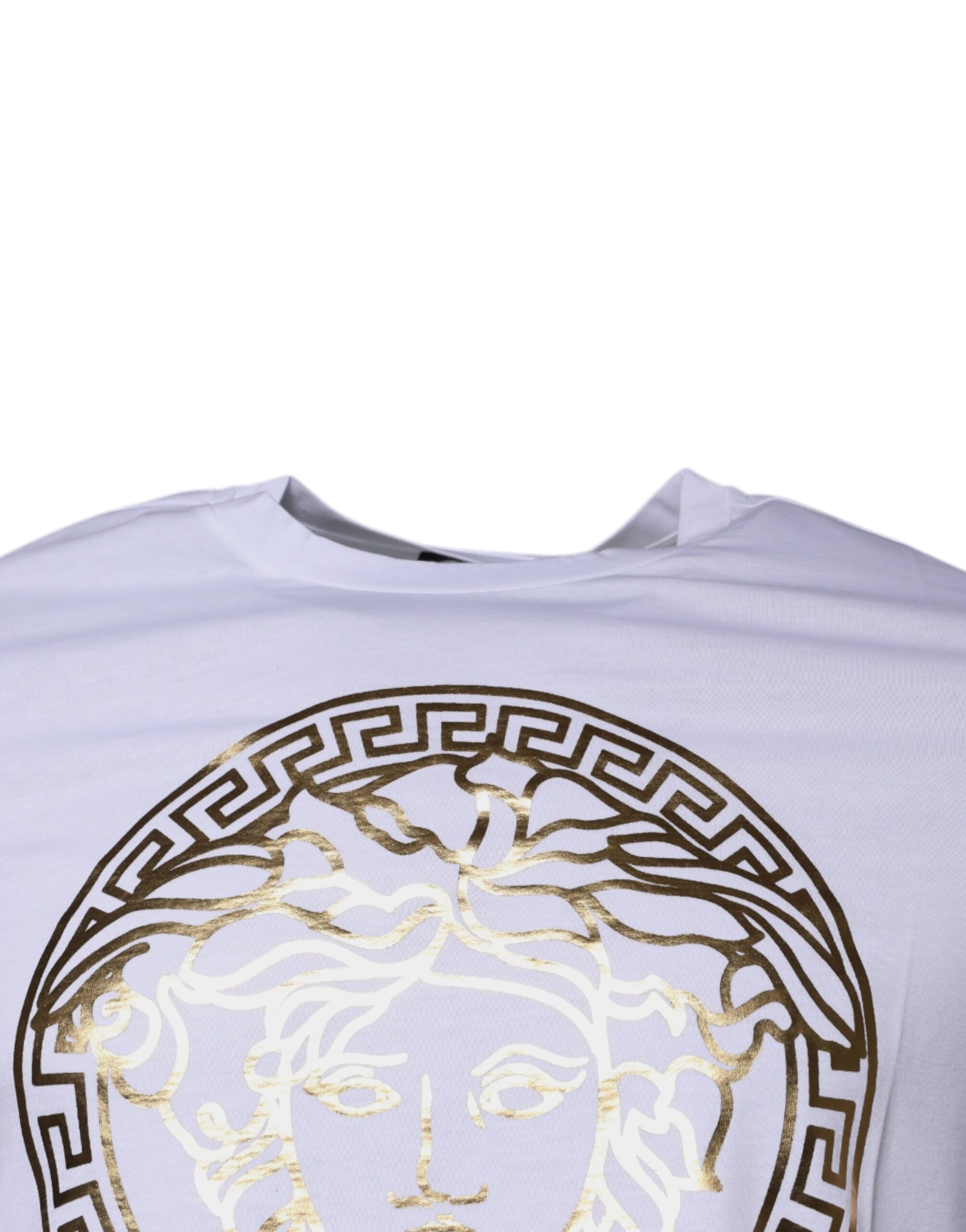 Versace White Medusa Print Cotton Crew Neck T-shirt - ClickThatClicks 