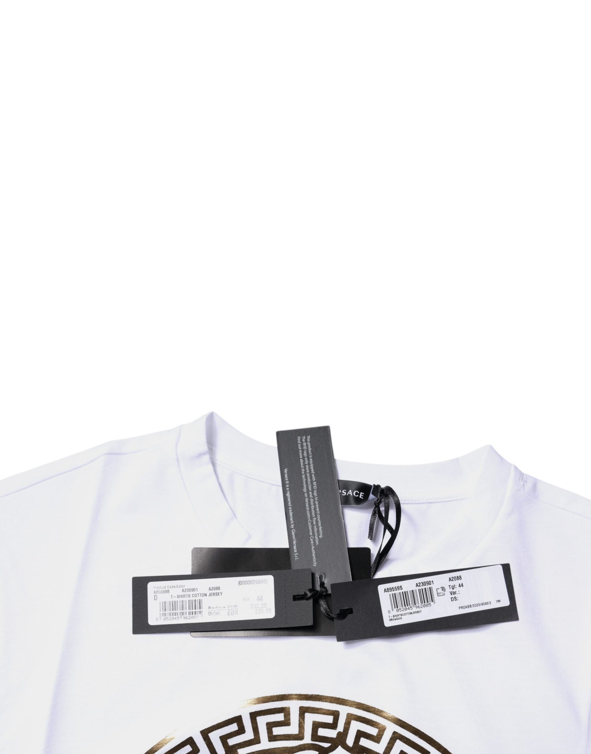 Versace White Medusa Print Cotton Crew Neck T-shirt - ClickThatClicks 