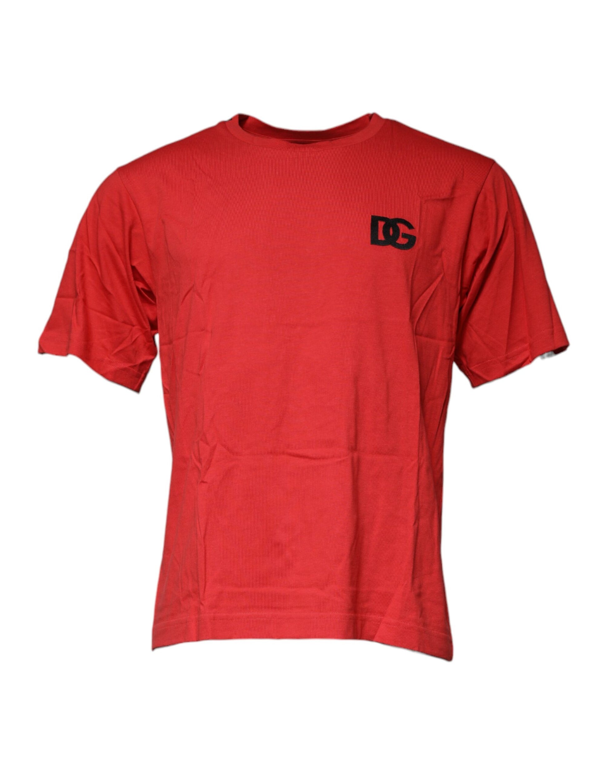 Dolce & Gabbana Red DG Logo Cotton Crew Neck T-shirt - ClickThatClicks 