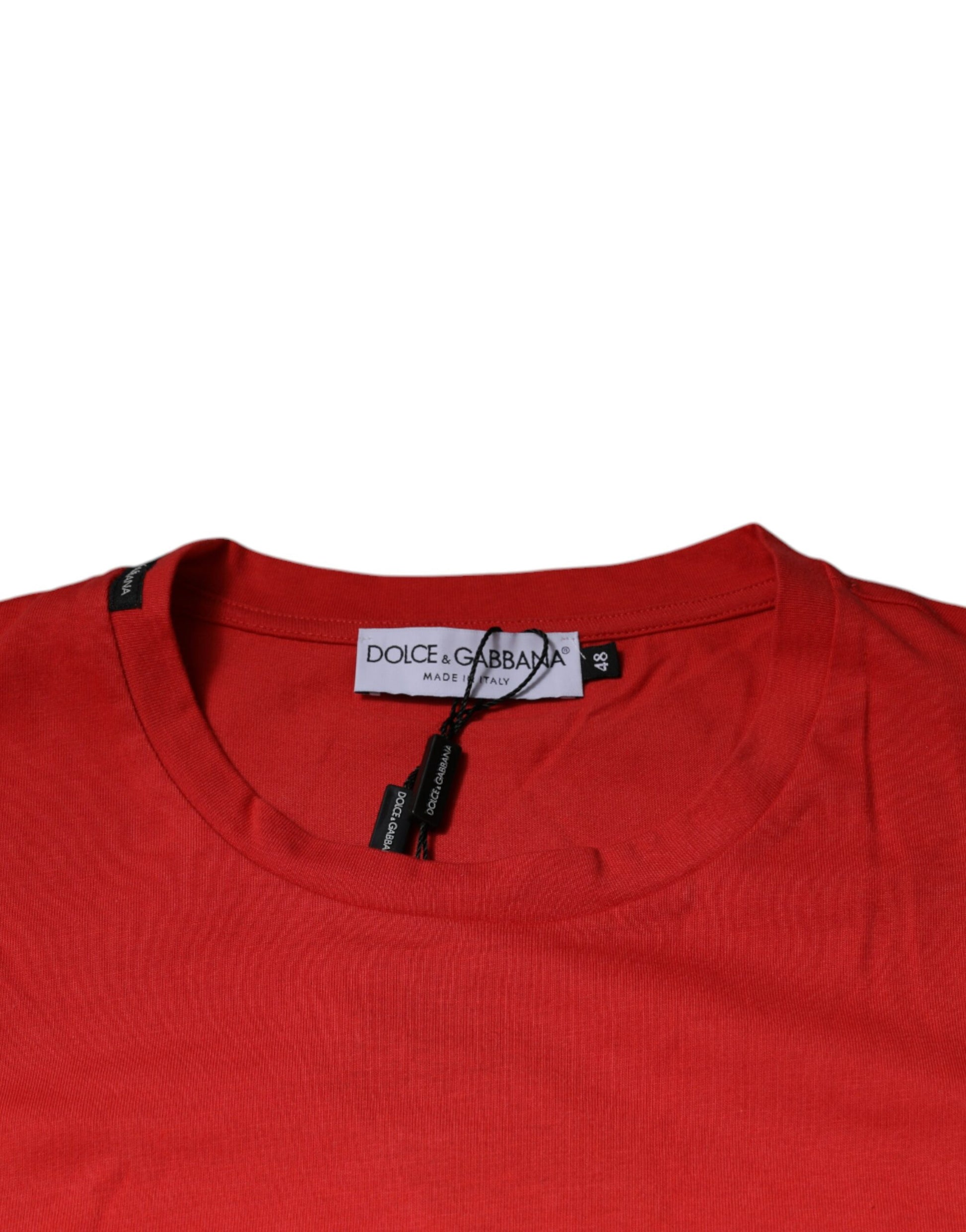 Dolce & Gabbana Red DG Logo Cotton Crew Neck T-shirt - ClickThatClicks 