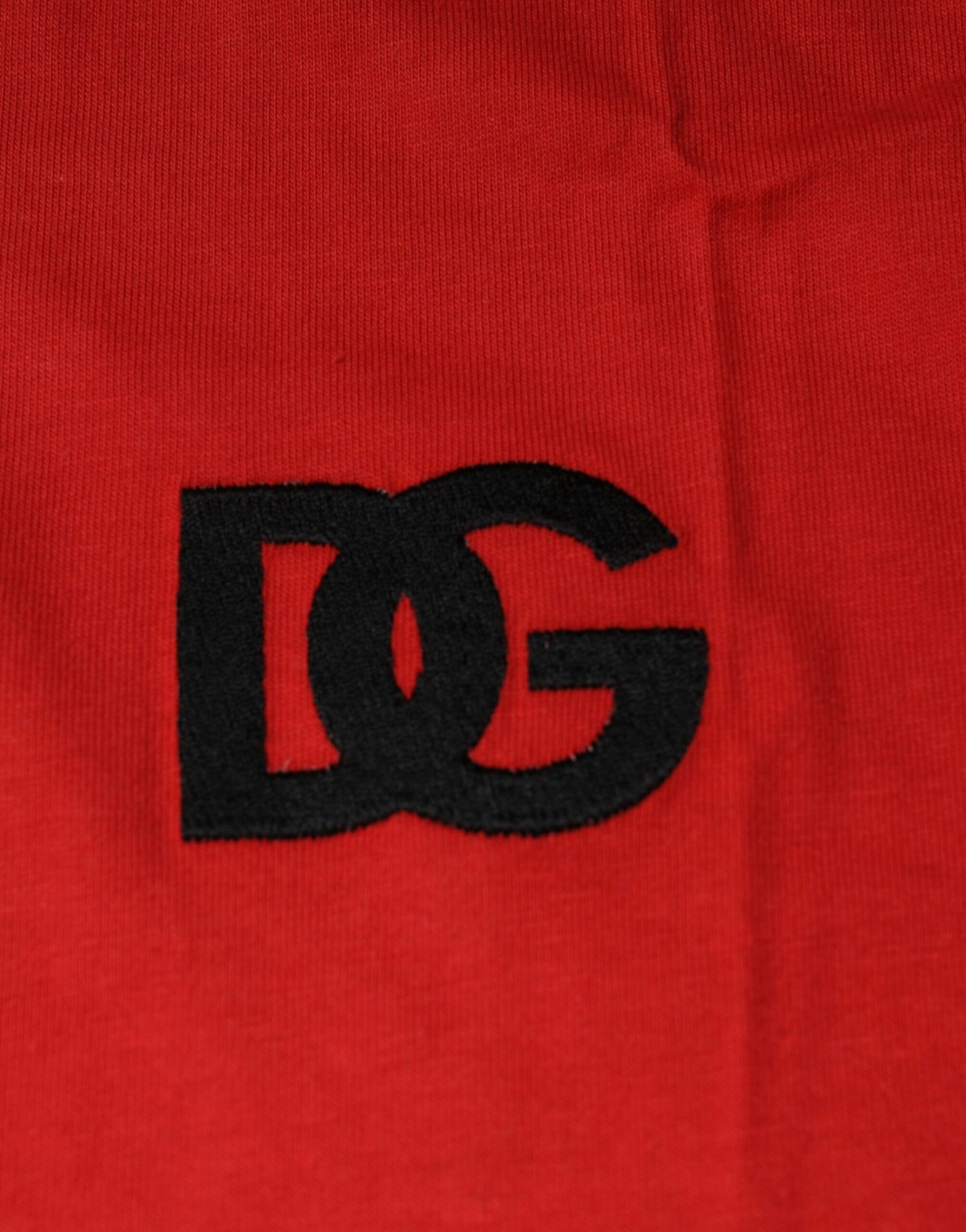 Dolce & Gabbana Red DG Logo Cotton Crew Neck T-shirt - ClickThatClicks 