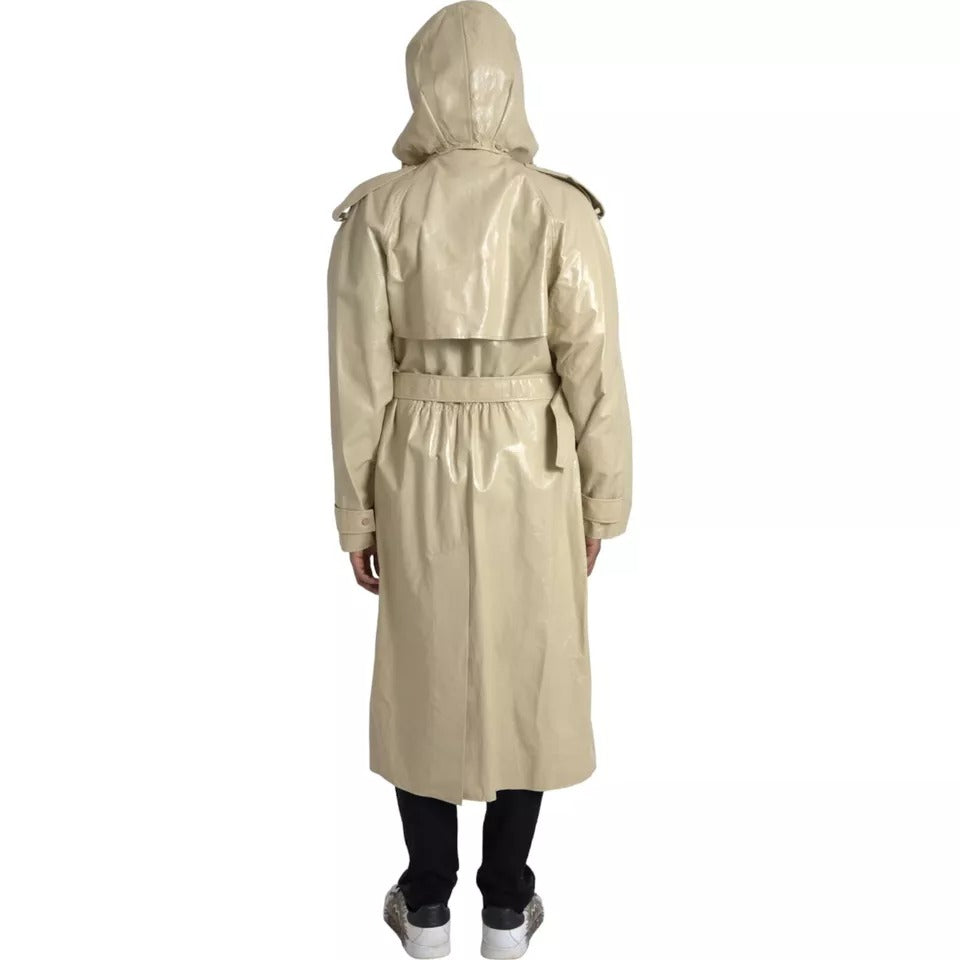 Bottega Veneta Beige Lambskin Leather Trench Coat Jacket - ClickThatClicks 