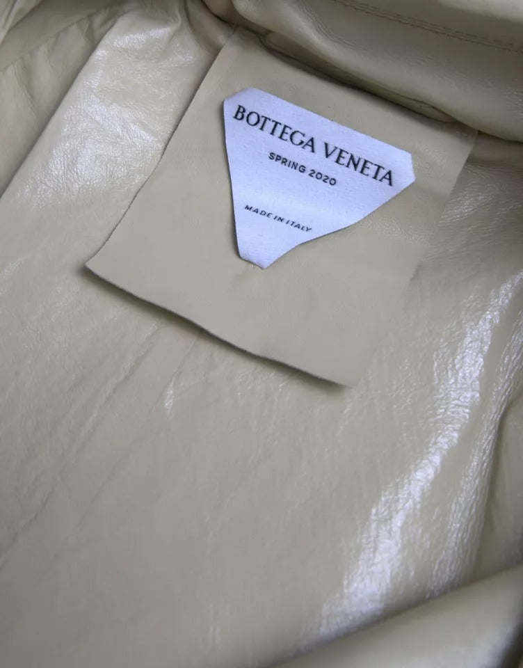 Bottega Veneta Beige Lambskin Leather Trench Coat Jacket - ClickThatClicks 